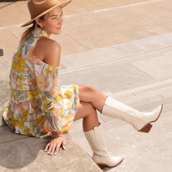 Corkys Hey Girl Howdy Tall Western Boots in Winter White - Picture 3 of 9